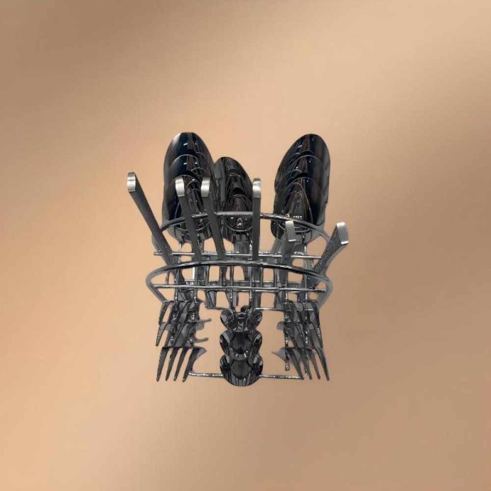 Silver Stainless Steel 24-Piece Tree-Pattern Handle Fine Dining Tableware