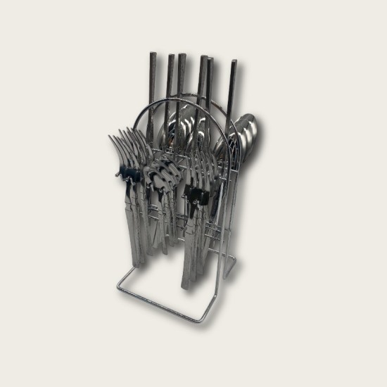 Silver Stainless Steel 24-Piece Tree-Pattern Handle Fine Dining Tableware