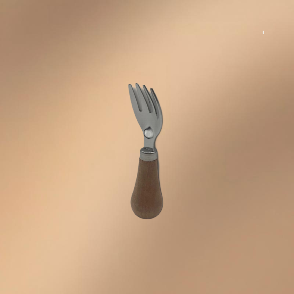 Stainless Steel Short Wooden-Handled Mini Fork