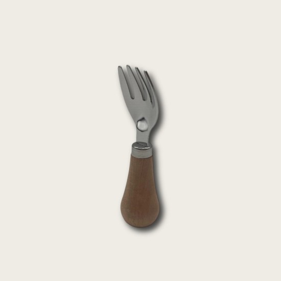 Stainless Steel Short Wooden-Handled Mini Fork