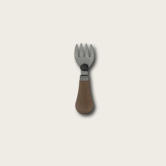 Stainless Steel Short Wooden-Handled Mini Fork
